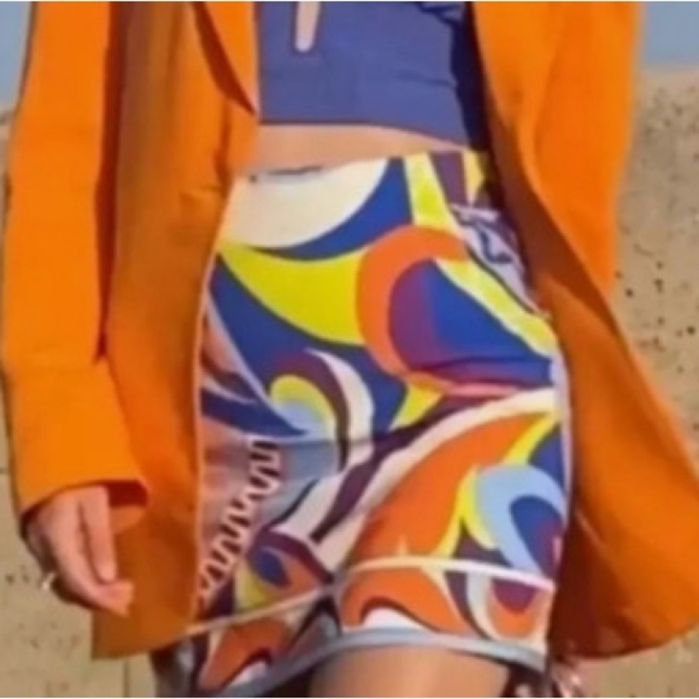 NWT Zara Size Large Retro Abstract Geometric Pattern Mini Skirt - Picture 4 of 7